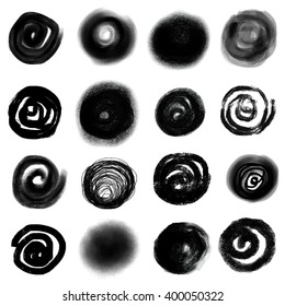 Brush stroke circles vector illustration set