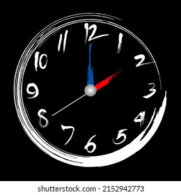 Brush stroke clock, 2 o'clock illustration painting brush design