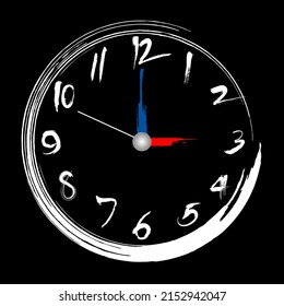 Brush stroke clock, 3 o'clock illustration painting brush design