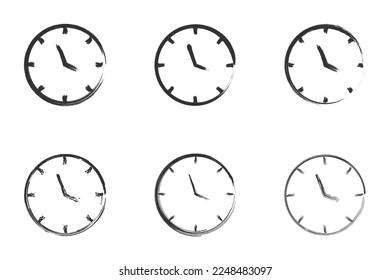 Juego de iconos de reloj de pincel. Ilustración vectorial.