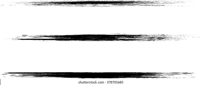 Brush Stroke Collection . Grunge lines . Vector stripes . Distressed Black dividers . set of dirty Textured shape .scratches for your design.