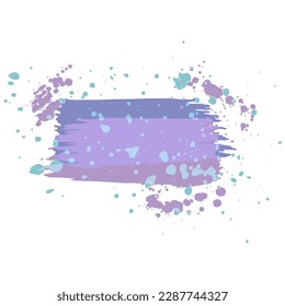 Brush stroke with color ink drops. Grunge background. Vector illustration
