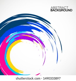 Brush stroke colorful circles on white background for your design. Vector illustration. Eps 10