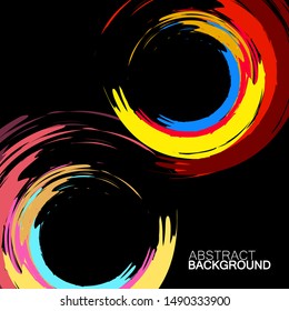Brush stroke colorful circles on white background for your design. Vector illustration. Eps 10