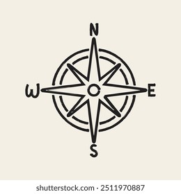 Brush Stroke Compass Vector Design.