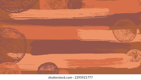 Brush stroke composition background element warm brown autumn colours. Vector stock hand draw illustration for design template, border and frame, presentation, social media size. EPS10