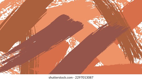 Brush stroke composition background element warm brown autumn colours. Vector stock hand draw illustration for design template, border and frame, presentation, social media size. EPS10