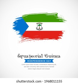 Brush stroke concept for Equatorial Guinea national flag. Abstract hand drawn texture brush background.