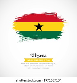 Brush stroke concept for Ghana national flag. Abstract hand drawn texture brush background.