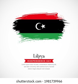 Brush stroke concept for Libya national flag. Abstract hand drawn texture brush background.