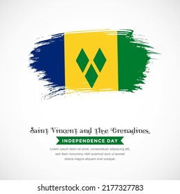 Brush stroke concept for Saint Vincent and the Grenadines national flag. Abstract hand drawn texture brush background.