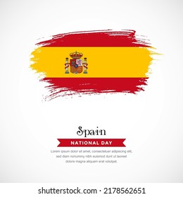 Brush stroke concept for Spain national flag. Abstract hand drawn texture brush background.