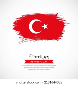 Brush stroke concept for Turkey national flag. Abstract hand drawn texture brush background.
