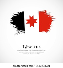 Brush stroke concept for Udmurtia national flag. Abstract hand drawn texture brush background.