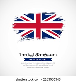 Brush stroke concept for United Kingdom national flag. Abstract hand drawn texture brush background.