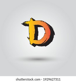 Brush Stroke D Letter Vector hand drawn paint with dry brush Logo Letter D Icon with Elegant Colorful Vector Design.