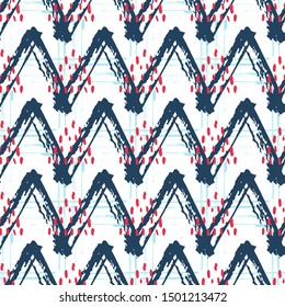 Brush Stroke Dirty Art Seamless Pattern. Striped Drawn Vector Abstract Background Endless Texture.