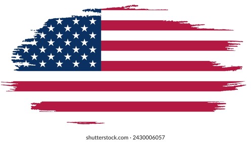 A brush stroke drawing of the American flag on a white background
