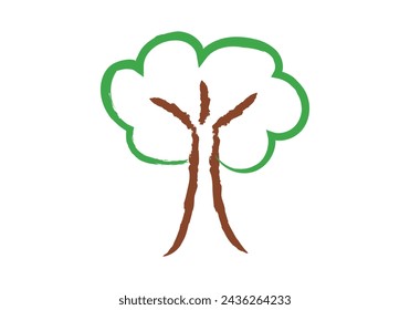 Icono de dibujo de pincel de un árbol en primavera.