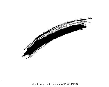 Brush stroke or dry paint texture. Sketch pencil scribble, splatter, grunge blot, smudge element isolated on white background. Vector black ink pen grungy shape stroke pattern.