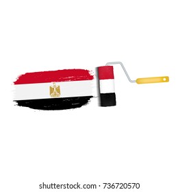 Brush Stroke With Egypt National Flag Isolated On A White Background. Vector Illustration. National Flag In Grungy Style. Brushstroke. Use For Brochures, Printed Materials, Logos, Independence Day