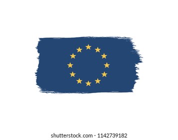 Brush stroke european union flag. Vector EU flag. 