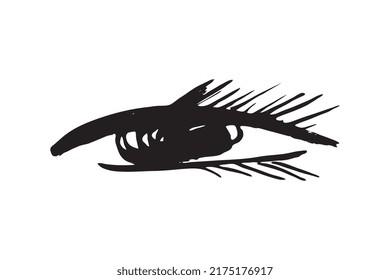 Brush stroke eye. Black ink vision icon, hand drawn grunge ophthalmologist symbol, rough stroke brush eyes sign, open eye vector illustration
