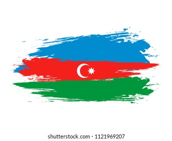 Brush stroke flag of Azerbaijan. Vector