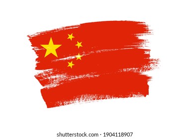 Brush stroke flag of China.