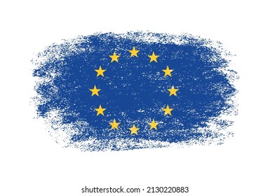 Bandera del pincel de ataque de la UE.Bandera de la Unión Europea.