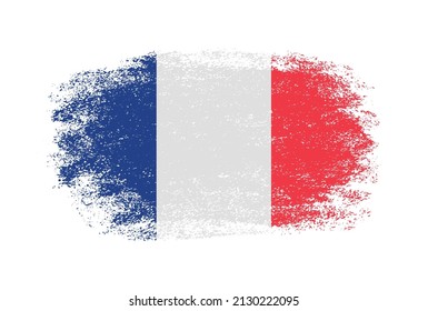 Brush stroke flag of France.Grunge France flag.