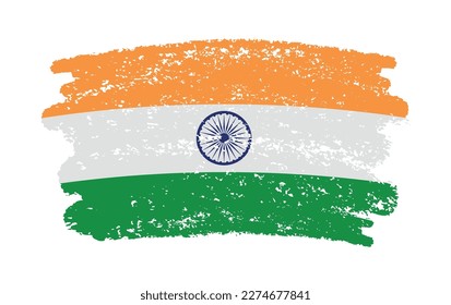Brush stroke flag of India.Flag of India in grunge style.