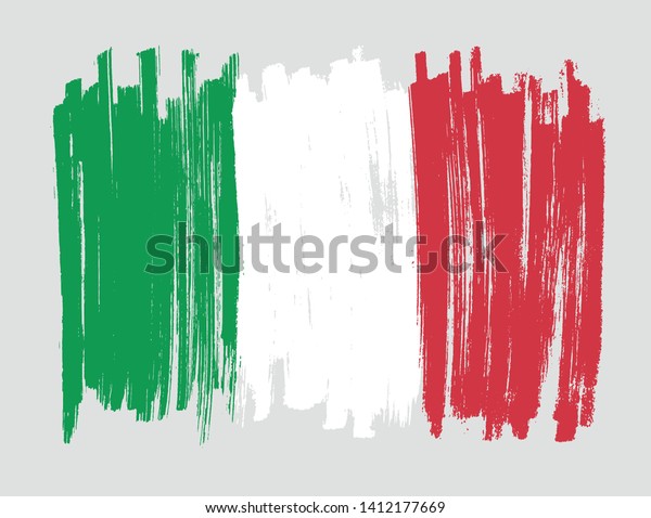 Brush stroke\
flag of Italy. Grunge Italian\
flag.