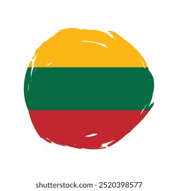 Bandera de pincelada de Lituania. Aislado en la Ilustración vectorial blanca
