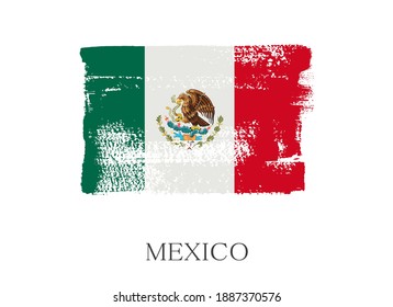 Brush stroke flag of Mexico.Grunge Mexican flag.