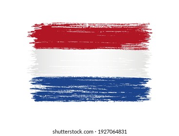 Brush Stroke Flag Of Netherlands.