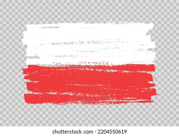Pinselstrich Flagge von Polen.Vector grunge Polen Flagge.