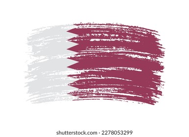 Brush stroke flag of Qatar.Grunge Qatar flag.