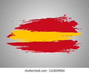 Brush stroke flag of Spain. Vector.