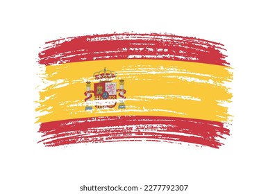 Brush stroke flag of Spain.Grunge Spain flag.