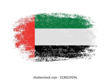 Brush stroke flag of UAE.Grunge UAE flag.