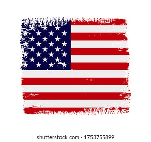 Brush stroke flag of United States.Grunge American flag.