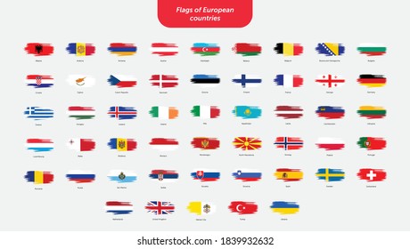 brush stroke flags of european countries