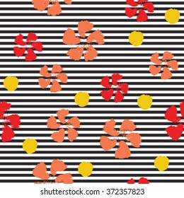 brush stroke floral pattern with stripe.