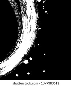 Brush stroke in the form of a circle. Drawing created in ink sketch handmade technique.