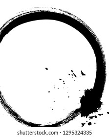 Brush stroke in the form of a circle. Drawing created in ink sketch handmade technique.