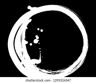 Brush stroke in the form of a circle. Drawing created in ink sketch handmade technique.