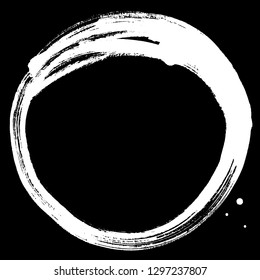 Brush stroke in the form of a circle. Drawing created in ink sketch handmade technique.