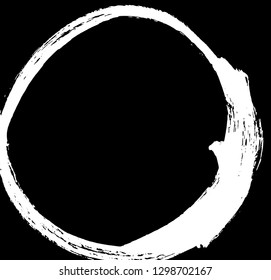 Brush stroke in the form of a circle. Drawing created in ink sketch handmade technique.