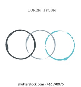 brush stroke in the form of a circle. Drawing created in ink sketch handmade technique. Isolated on white background, easy to use